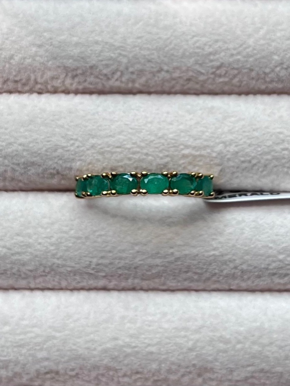 Emerald Green Five-Stone Gold Band Ring